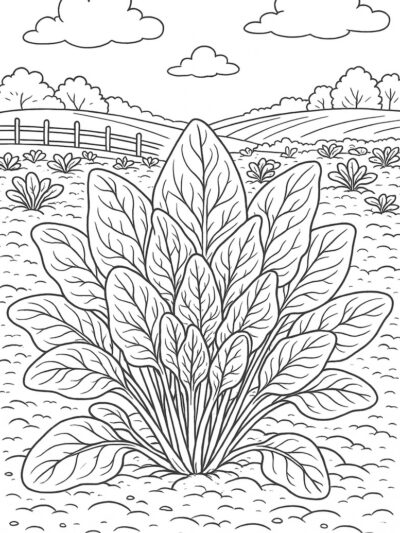 spinach garden printable coloring page