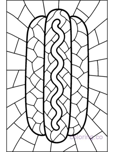 Stained Glass Hotdog Coloring Page for Teens & Adults