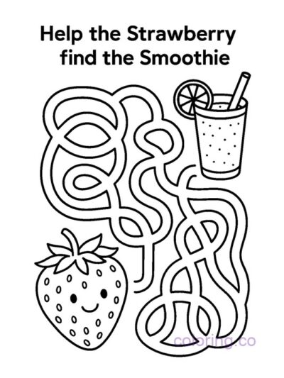 Fun Strawberry Maze Coloring Page for Kids