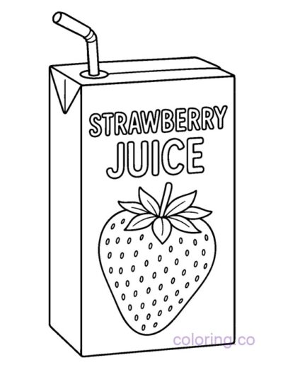 Fun Strawberry Juice Box Coloring Page for Kids