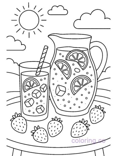 Fun Strawberry Lemonade Coloring Page for Kids
