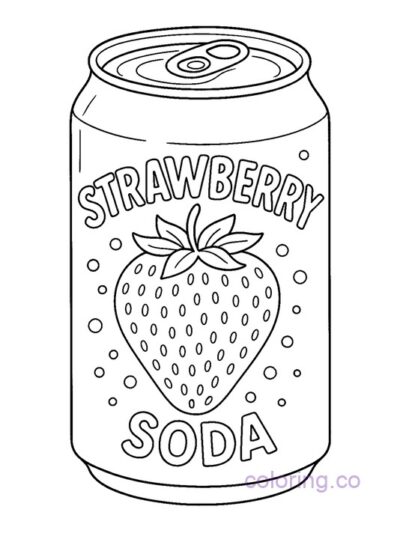 Fun Strawberry Soda Can Coloring Page for Kids