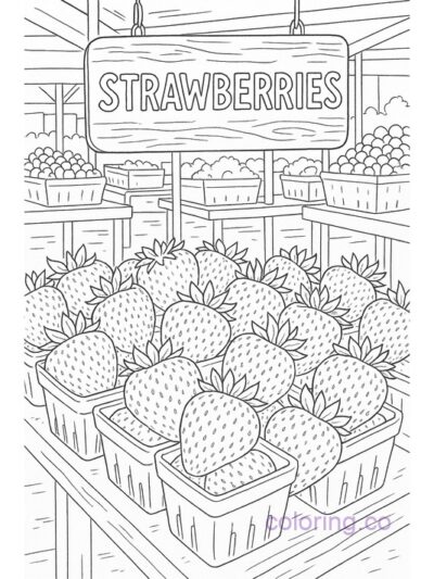 Strawberry Stand Coloring Page for Teens
