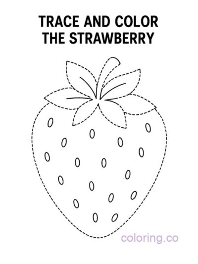 Strawberry Trace and Color Page for Kids