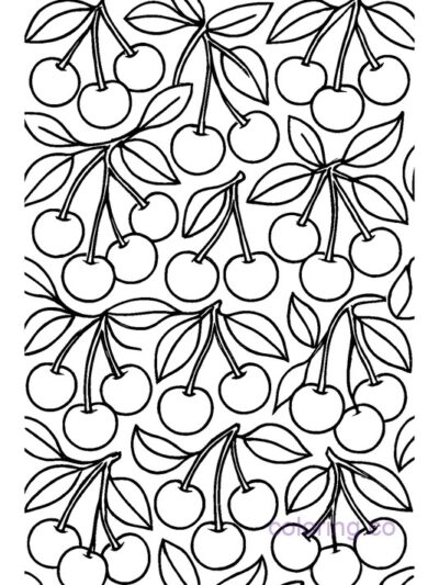 Cherry Pattern Coloring Page for Kids