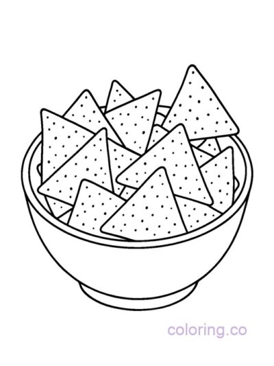 Fun Tortilla Chips in a Bowl Coloring Page for Kids