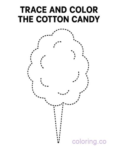 Trace and Color Cotton Candy Coloring Page