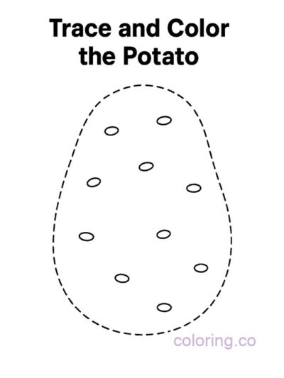 Fun Potato Trace and Color Page for Kids