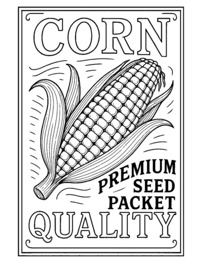 vintage corn vegetable seed packet coloring page
