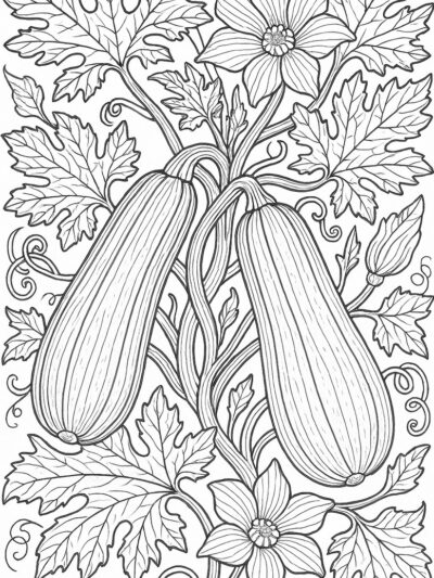 botanical zucchini coloring page