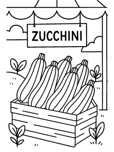farmstand zucchini coloring page