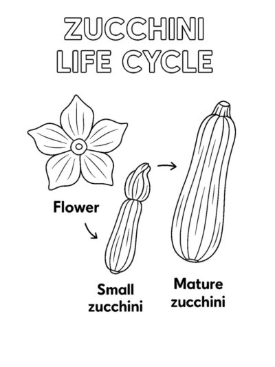lifecycle zucchini coloring page