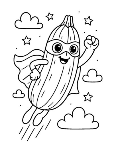 superhero zucchini coloring page