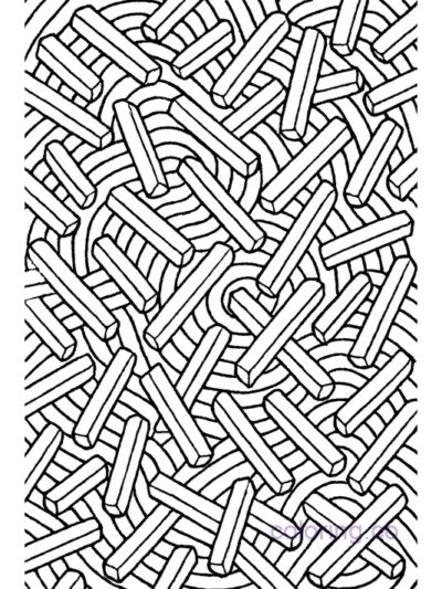 Intricate French Fry Optical Illusion Coloring Page