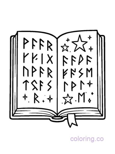 Mysterious Spell Book Coloring Page