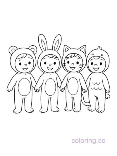 Animal Costume Friends Coloring Page