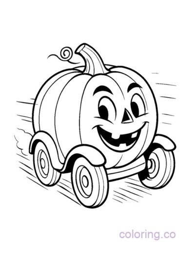 Cute Animated Pumpkin Car Coloring Page