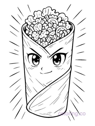 Anime-Inspired Burrito Teens Coloring Page