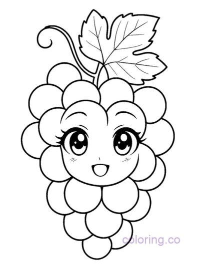 Anime-Inspired Grape Coloring Page