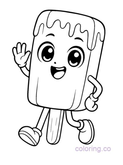 Anime-Inspired Popsicle Character Coloring Page