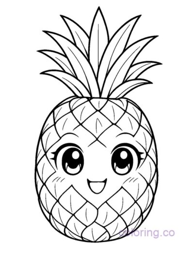 Anime Style Pineapple Coloring Page