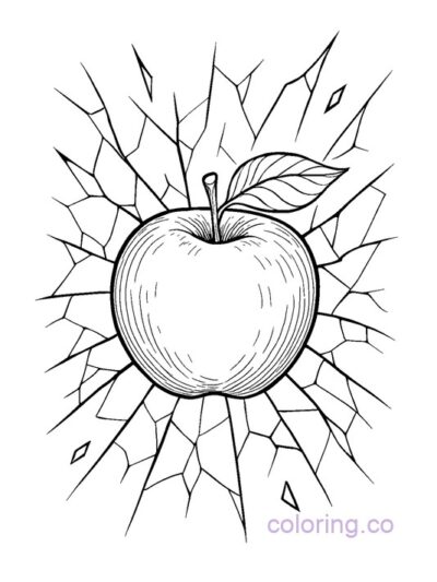 Apple with Broken Glass Effect Coloring Page