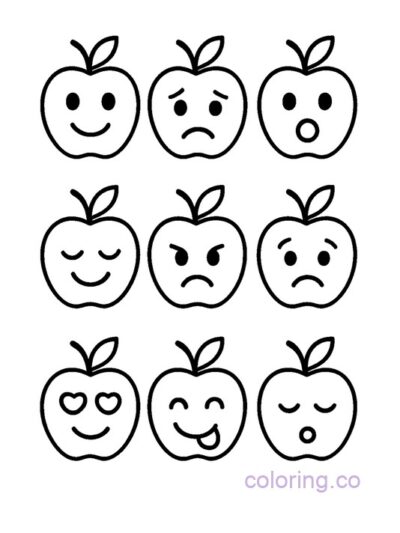 Apple Emoji Mood Chart Coloring Page
