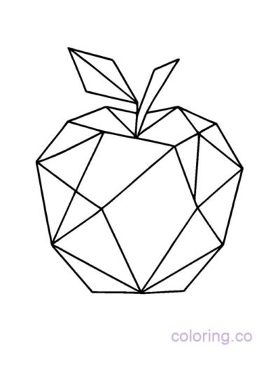 Origami Apple Coloring Page