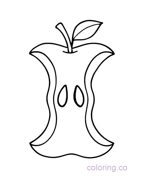 Minimalist Apple Core Coloring Page