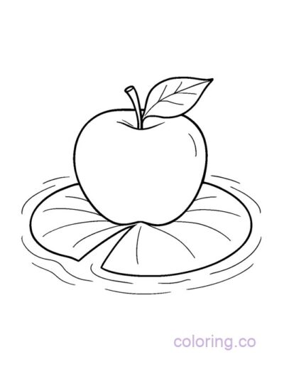 Apple on Lily Pad Coloring Page