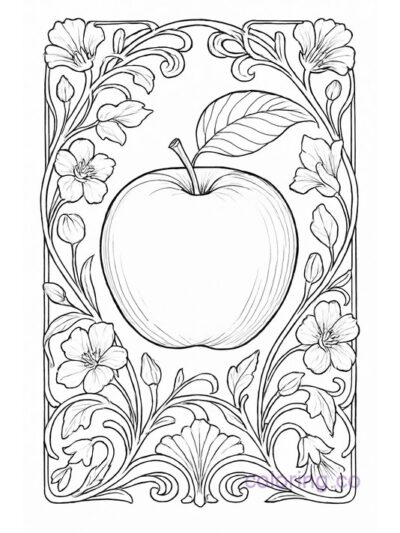 Art Nouveau Apple Coloring Page