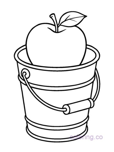 Apple in Bucket Coloring Page for Preschool