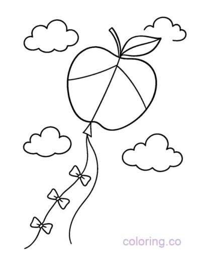 Apple Kite Coloring Page