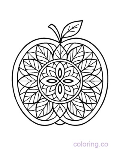 Intricate Apple Mandala Coloring Page