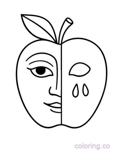 Stylized Apple Mask Coloring Page