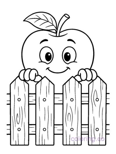 Cute Apple Coloring Page