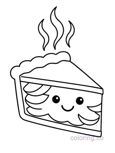 Cute Apple Pie Slice Coloring Page