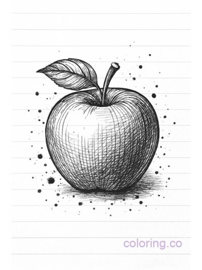 Ink-Splashed Apple Notebook Coloring Page