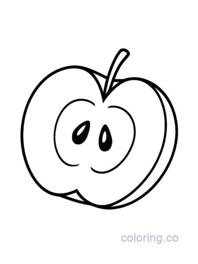 Apple Slice Coloring Page for Preschool