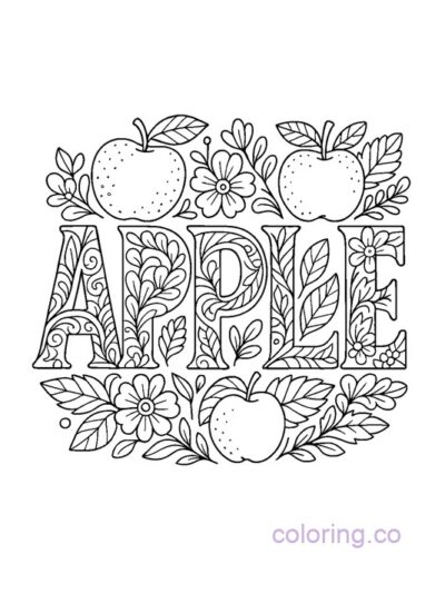 Apple Decorative Coloring Page