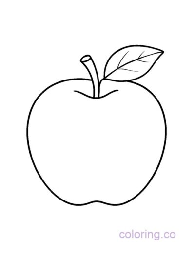 Preschool Apple Coloring Page with Leaf