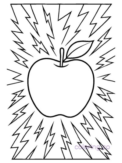 Vibrant Apple with Lightning Background Coloring Page
