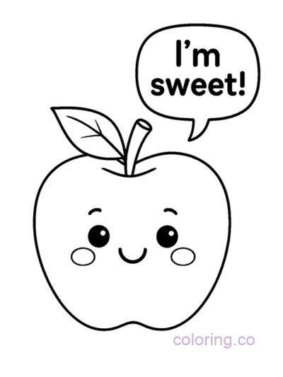 Cute Apple Coloring Page
