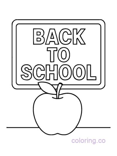 Preschool Apple and Chalkboard Coloring Page