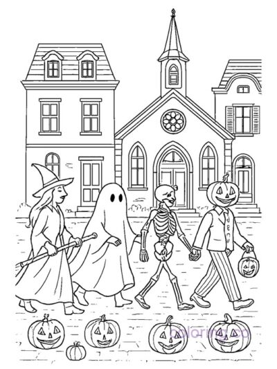 Halloween Parade Coloring Page