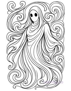 Art Nouveau Ghost Coloring Page