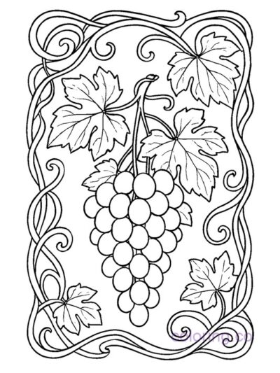 Art Nouveau Grape Coloring Page
