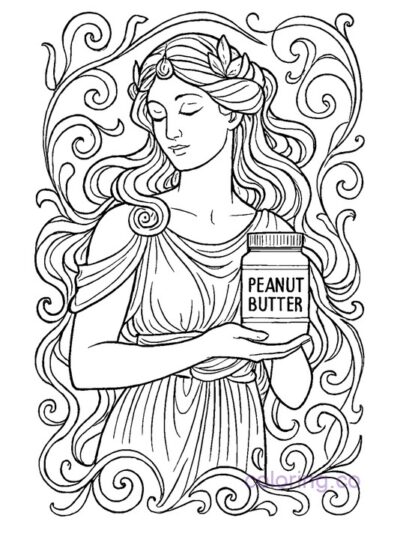 Art Nouveau Peanut Butter Goddess Coloring Page