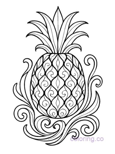 Art Nouveau Pineapple Coloring Page