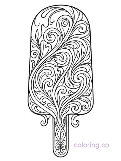 Intricate Art Nouveau Popsicle Coloring Page for Adults